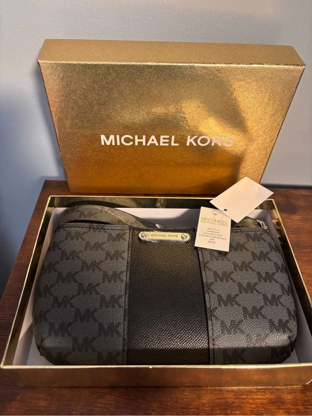 Michael Kors Men's Black MK Logo belt Bag